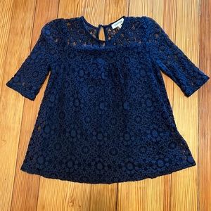 Floral lace 3/4 sleeve crew neck top